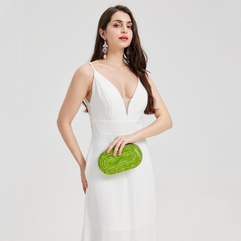 GSYPS Acrylic Evening Clutch Bag for Women Shell Shape Shoulder Crossbody Bag Glitter Marble Purse Handbag - Image 3